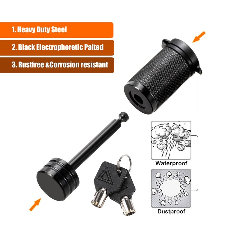 CZC AUTO Trailer Tongue Coupler Lock, Dia 1/4 Inch, 7/8 Inch Span Fits Latch-Type Coupler for Towing Boat Truck RV Car Trailer (2 Pack Keyed Alike) - Image 3